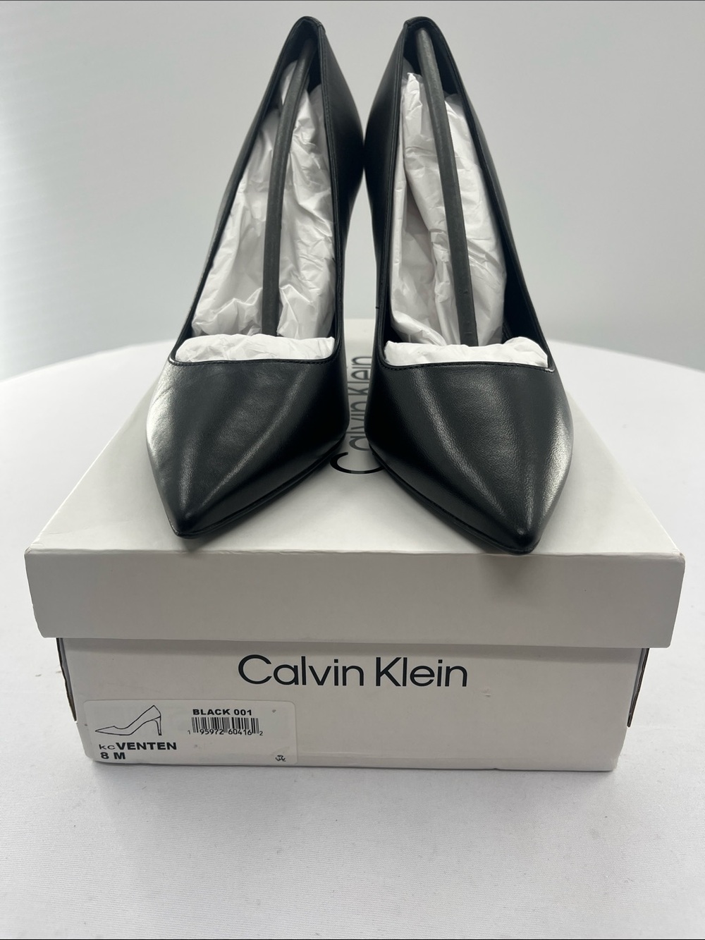Calvin Klein Black Pointed-Toe Leather Pumps